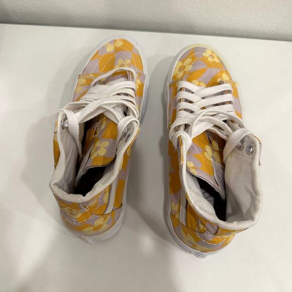 Vans Womens Sz 7 Yellow Floral Sk8-Hi Tapered Stackform Sneakers Casual Festival - Picture 7 of 10